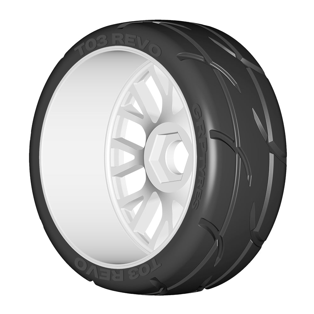 1:8 GT - T03 REVO - XM2 SuperSoft - Mounted on New 20 Spoked FLEX White Wheel - 1 Pair