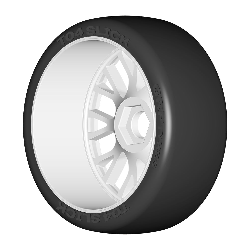 1:8 GT - T04 SLICK - XB1 UltraSoft - Mounted on New 20 Spoked RIGID White Wheel - 1 Pair