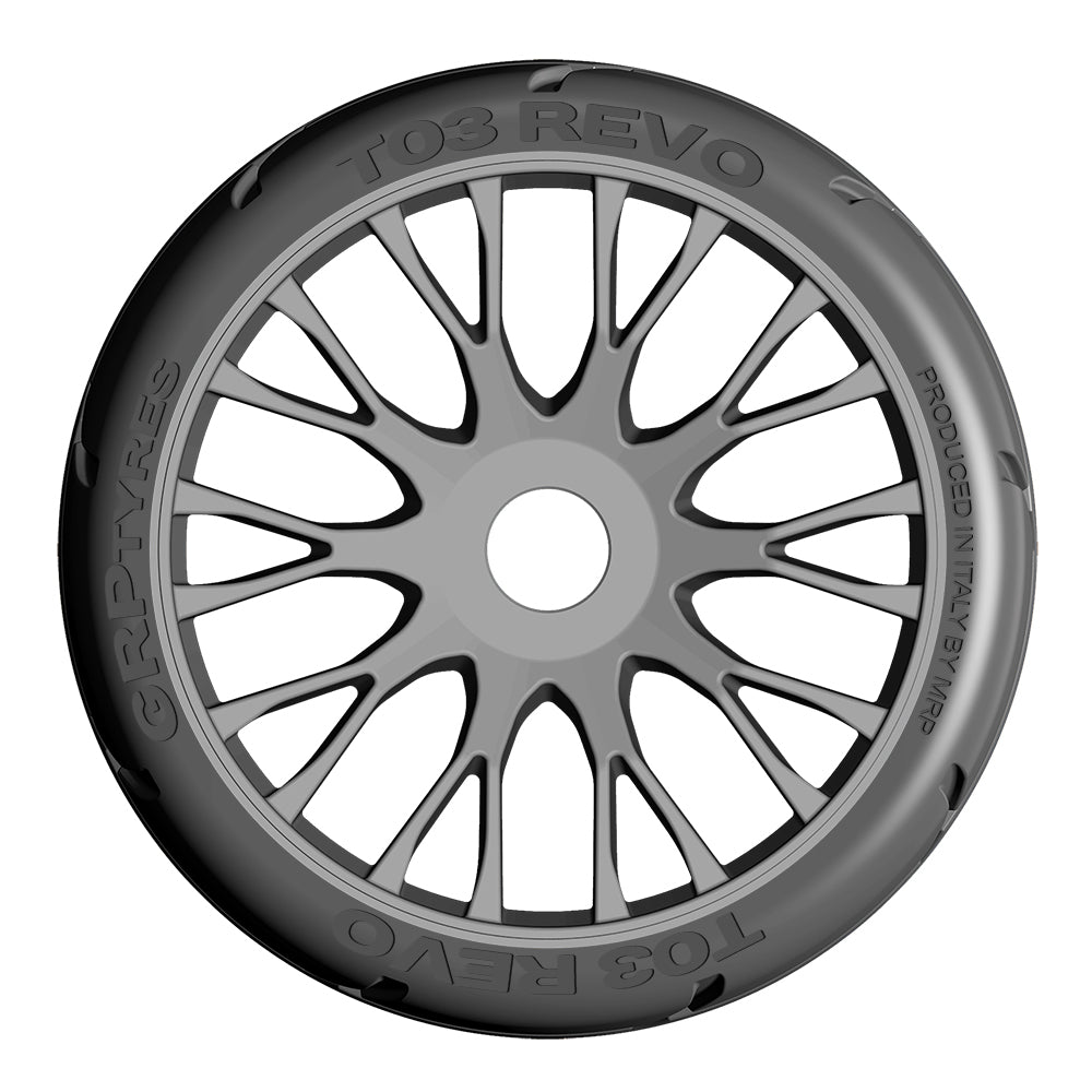1:8 GT - T03 REVO - XM2 SuperSoft - Mounted on New 20 Spoked FLEX Silver Wheel - 1 Pair