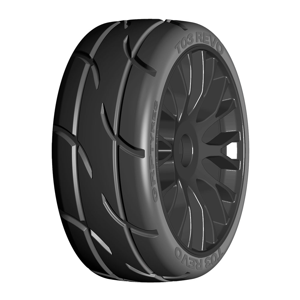1:8 GT - T03 REVO - XM2 SuperSoft - Mounted on New 20 Spoked FLEX Black Wheel - 1 Pair