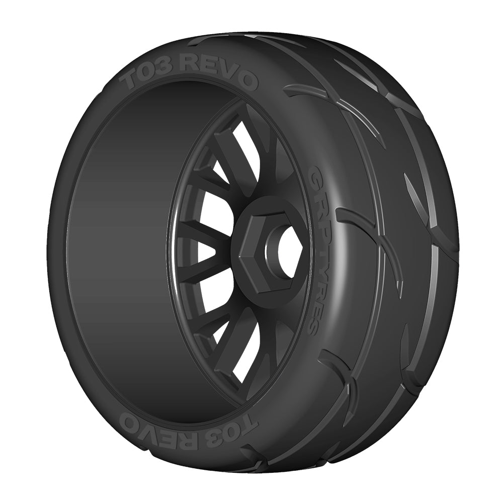 1:8 GT - T03 REVO - XM2 SuperSoft - Mounted on New 20 Spoked FLEX Black Wheel - 1 Pair