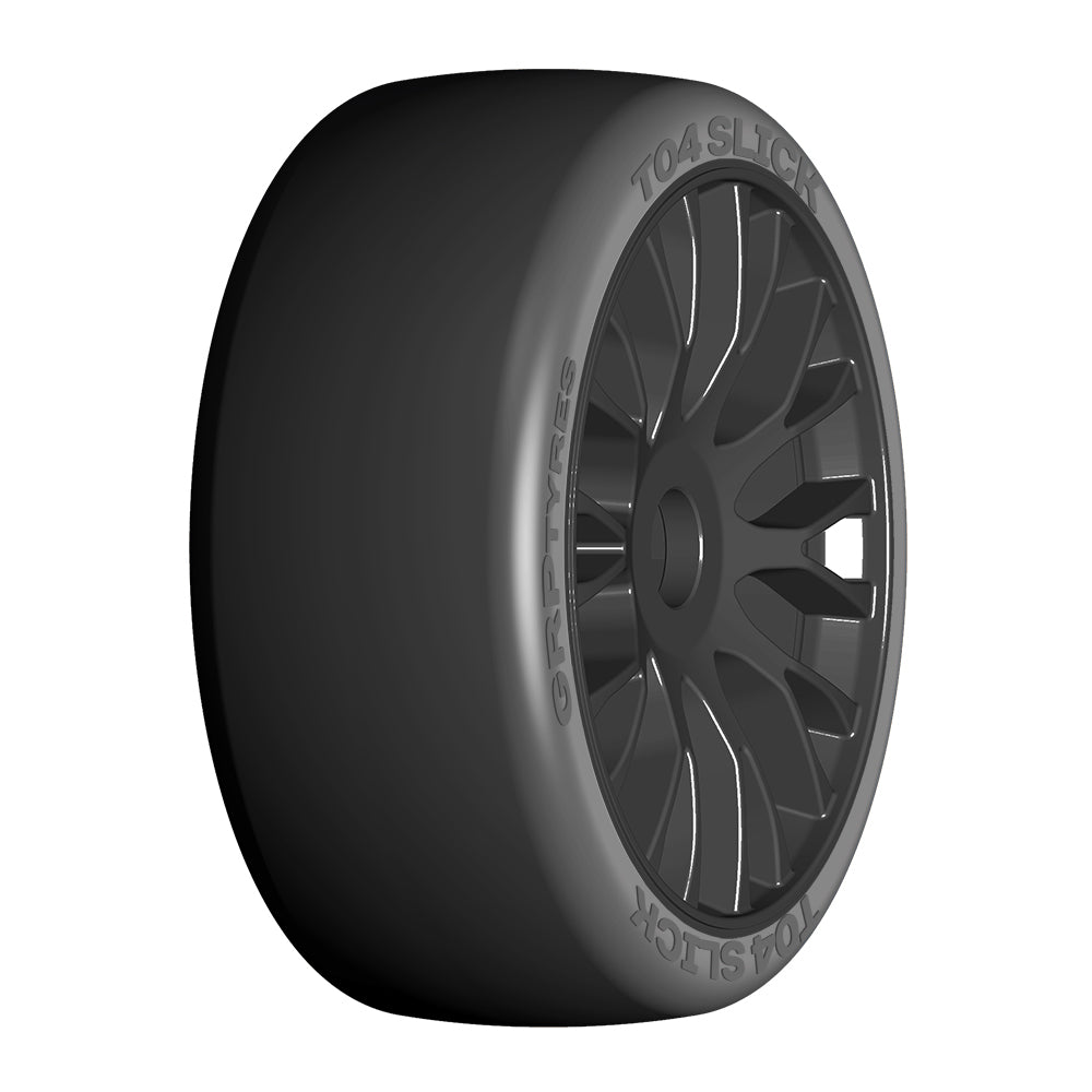 1:8 GT - T04 SLICK - XB1 UltraSoft - Mounted on New 20 Spoked FLEX Black Wheel - 1 Pair