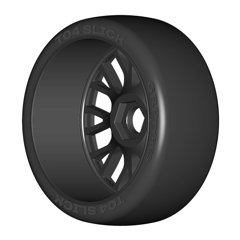 1:8 GT - T04 SLICK - XB1 UltraSoft - Mounted on New 20 Spoked FLEX Black Wheel - 1 Pair