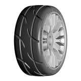 1:8 GT - T03 REVO - XB1 UltraSoft - Mounted on New 20 Spoked FLEX Silver Wheel - 1 Pair 