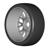 1:8 GT - T04 SLICK - XB1 UltraSoft - Mounted on New 20 Spoked FLEX Silver Wheel - 1 Pair 
