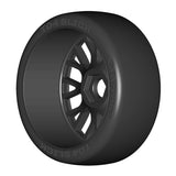 1:8 GT - T04 SLICK - XM2 SuperSoft - Mounted on New 20 Spoked FLEX Black Wheel - 1 Pair 
