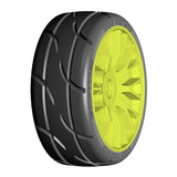 1:8 GT - T03 REVO - XM5 Medium - Mounted on New 20 Spoked FLEX Yellow Wheel - 1 Pair 