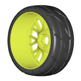 1:8 GT - T03 REVO - XM5 Medium - Mounted on New 20 Spoked FLEX Yellow Wheel - 1 Pair 