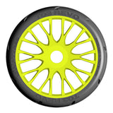 1:8 GT - T03 REVO - XM5 Medium - Mounted on New 20 Spoked FLEX Yellow Wheel - 1 Pair 
