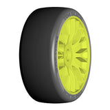 1:8 GT - T04 SLICK - XB1 UltraSoft - Mounted on New 20 Spoked FLEX Yellow Wheel - 1 Pair 