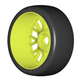 1:8 GT - T04 SLICK - XB1 UltraSoft - Mounted on New 20 Spoked FLEX Yellow Wheel - 1 Pair 