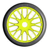 1:8 GT - T04 SLICK - XB1 UltraSoft - Mounted on New 20 Spoked FLEX Yellow Wheel - 1 Pair 